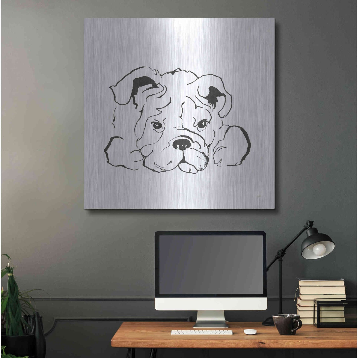 Luxe Metal Art 'Line Dog Bulldog II' by Chris Paschke, Metal Wall Art,36x36