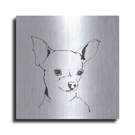 Luxe Metal Art 'Line Dog Chihuahua' by Chris Paschke, Metal Wall Art