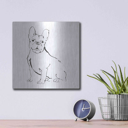 Luxe Metal Art 'Line Dog French Bulldog II' by Chris Paschke, Metal Wall Art,12x12