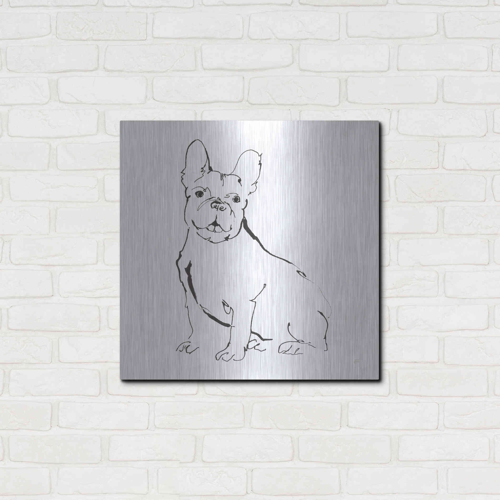 Luxe Metal Art 'Line Dog French Bulldog II' by Chris Paschke, Metal Wall Art,24x24