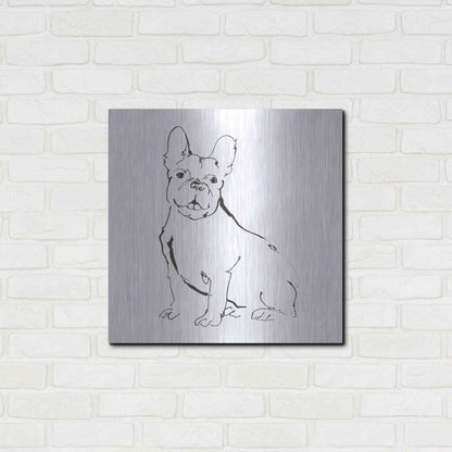 Luxe Metal Art 'Line Dog French Bulldog II' by Chris Paschke, Metal Wall Art,24x24