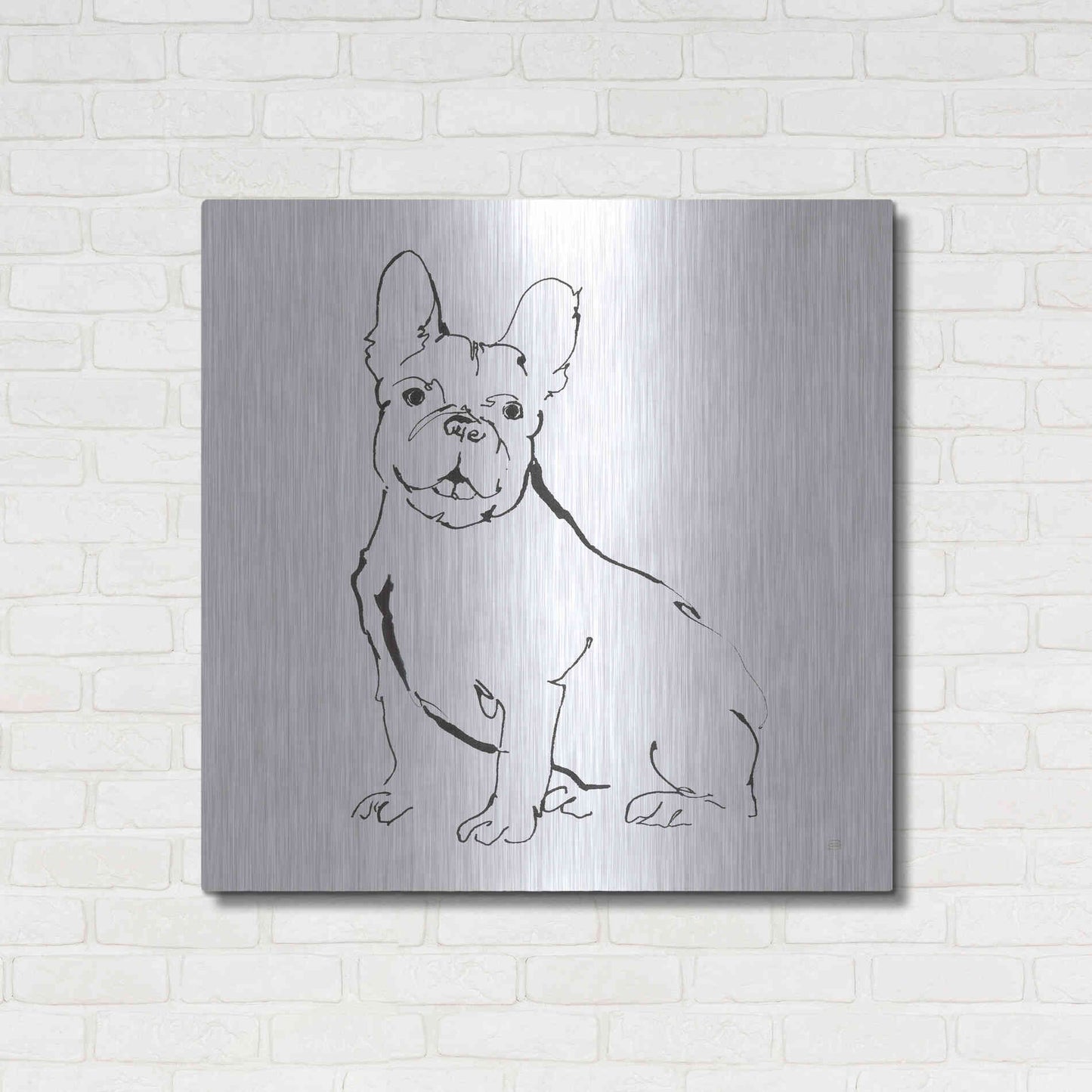 Luxe Metal Art 'Line Dog French Bulldog II' by Chris Paschke, Metal Wall Art,36x36