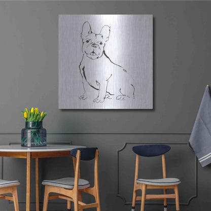 Luxe Metal Art 'Line Dog French Bulldog II' by Chris Paschke, Metal Wall Art,36x36