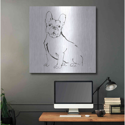 Luxe Metal Art 'Line Dog French Bulldog II' by Chris Paschke, Metal Wall Art,36x36