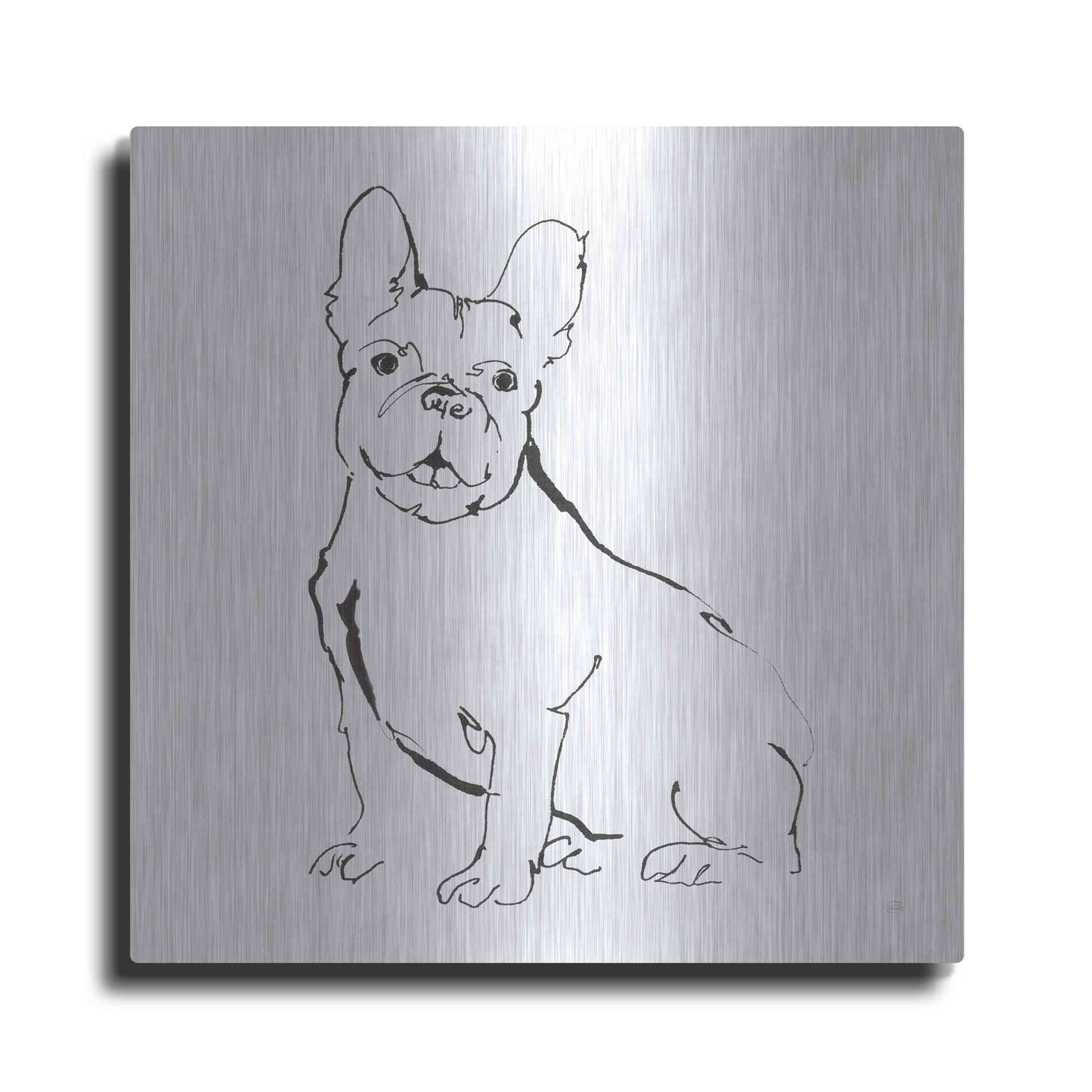 Luxe Metal Art 'Line Dog French Bulldog II' by Chris Paschke, Metal Wall Art