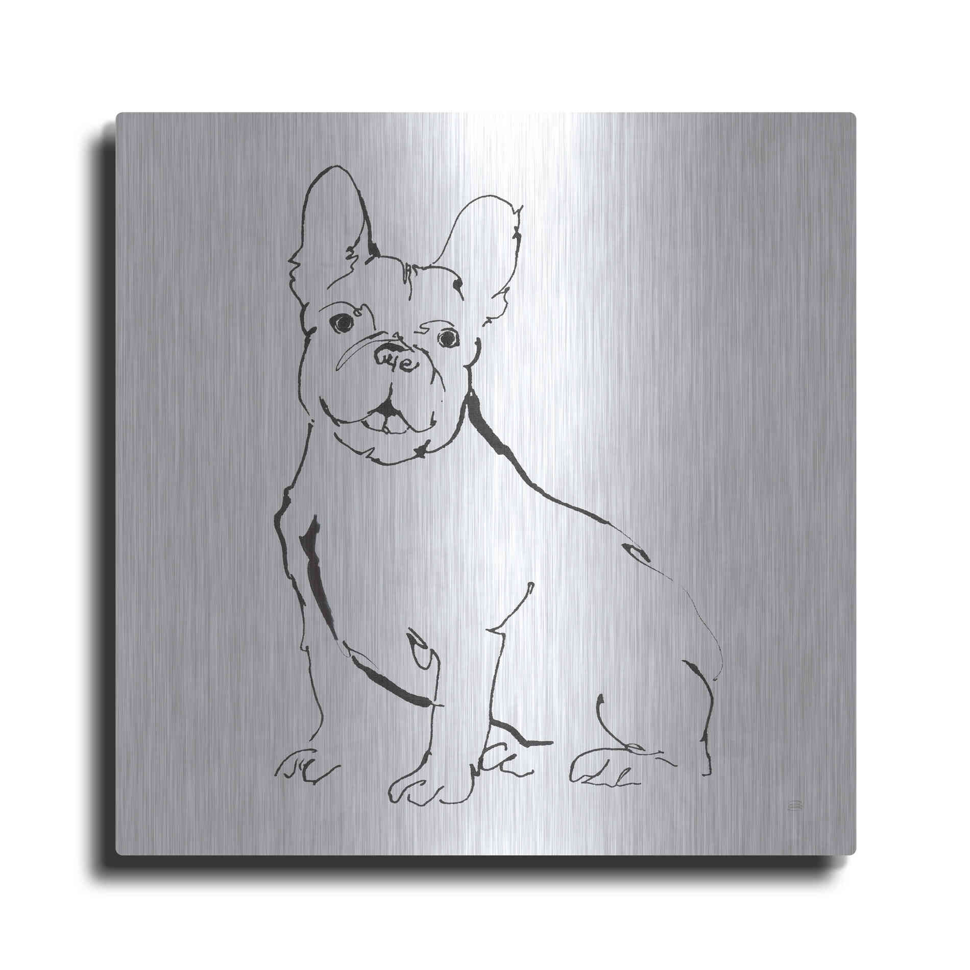 Luxe Metal Art 'Line Dog French Bulldog II' by Chris Paschke, Metal Wall Art