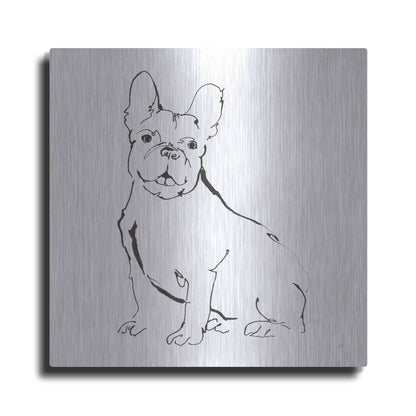 Luxe Metal Art 'Line Dog French Bulldog II' by Chris Paschke, Metal Wall Art