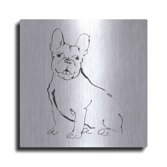 Luxe Metal Art 'Line Dog French Bulldog II' by Chris Paschke, Metal Wall Art
