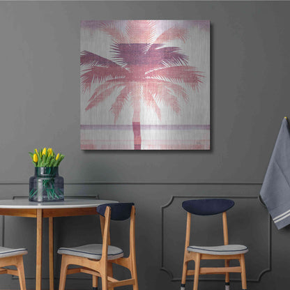 Luxe Metal Art 'Beachscape Palms II Pink Purple' by Michael Mullan, Metal Wall Art,36x36