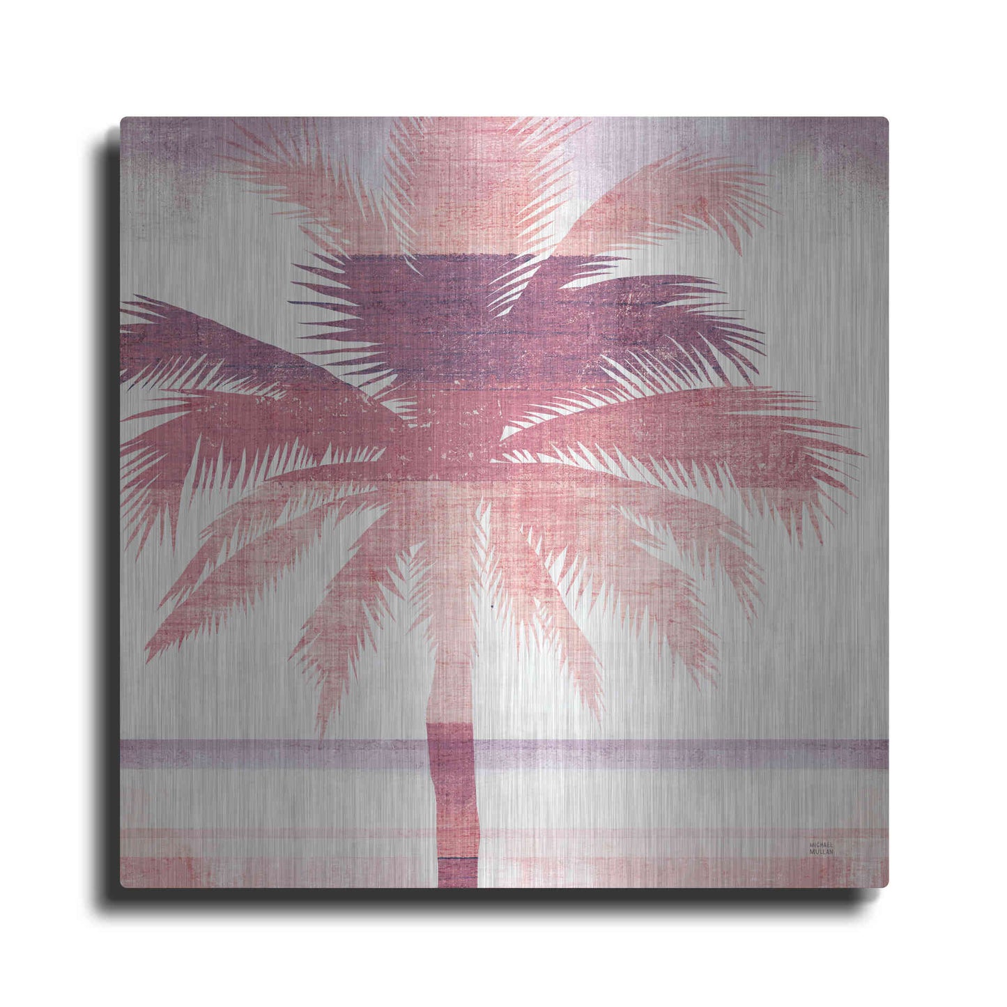 Luxe Metal Art 'Beachscape Palms II Pink Purple' by Michael Mullan, Metal Wall Art