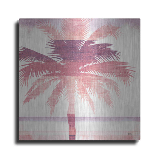 Luxe Metal Art 'Beachscape Palms II Pink Purple' by Michael Mullan, Metal Wall Art