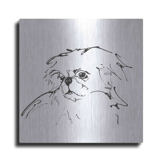 Luxe Metal Art 'Line Dog Pekingese' by Chris Paschke, Metal Wall Art