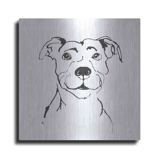 Luxe Metal Art 'Line Dog Pitbull I' by Chris Paschke, Metal Wall Art