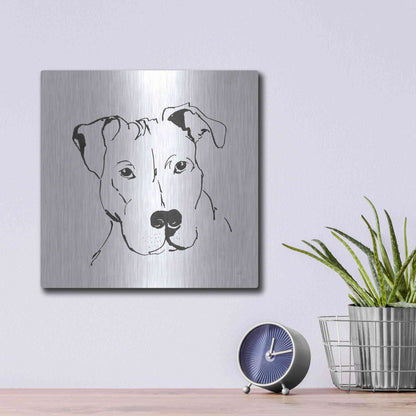 Luxe Metal Art 'Line Dog Pitbull II' by Chris Paschke, Metal Wall Art,12x12