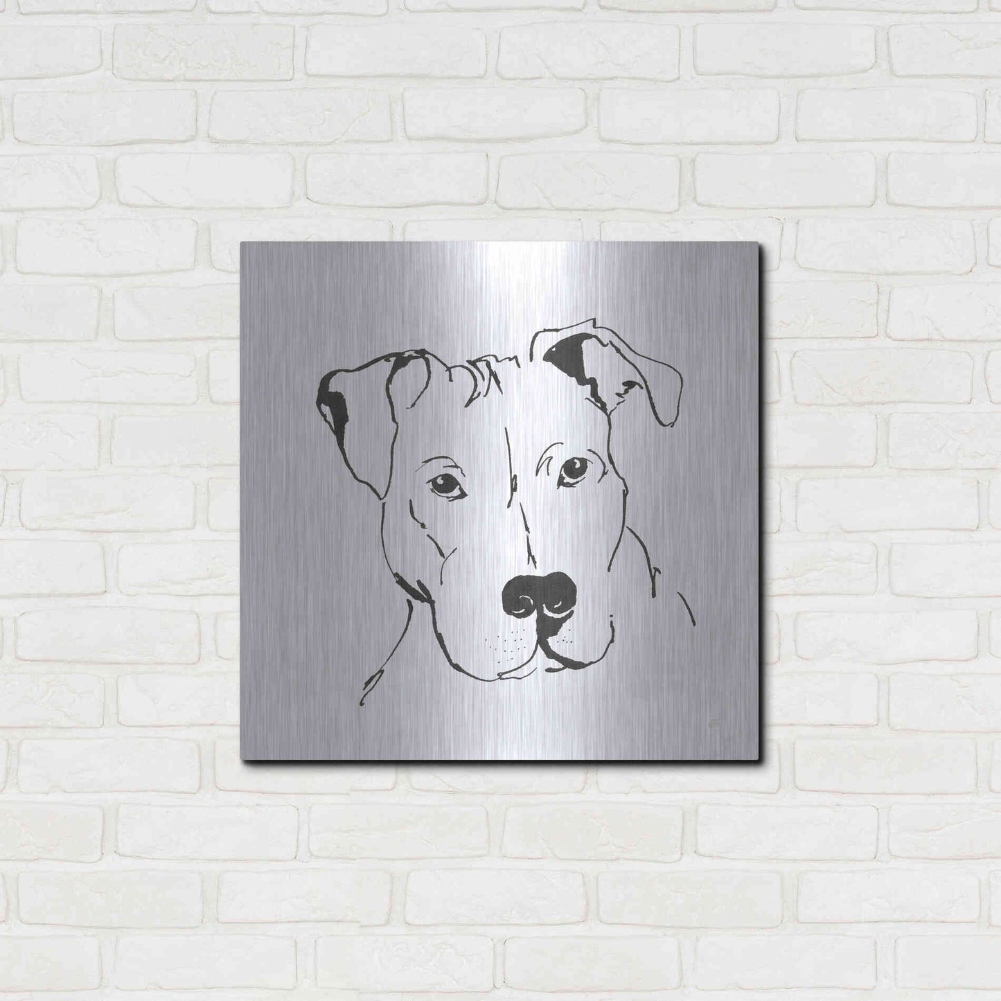 Luxe Metal Art 'Line Dog Pitbull II' by Chris Paschke, Metal Wall Art,24x24