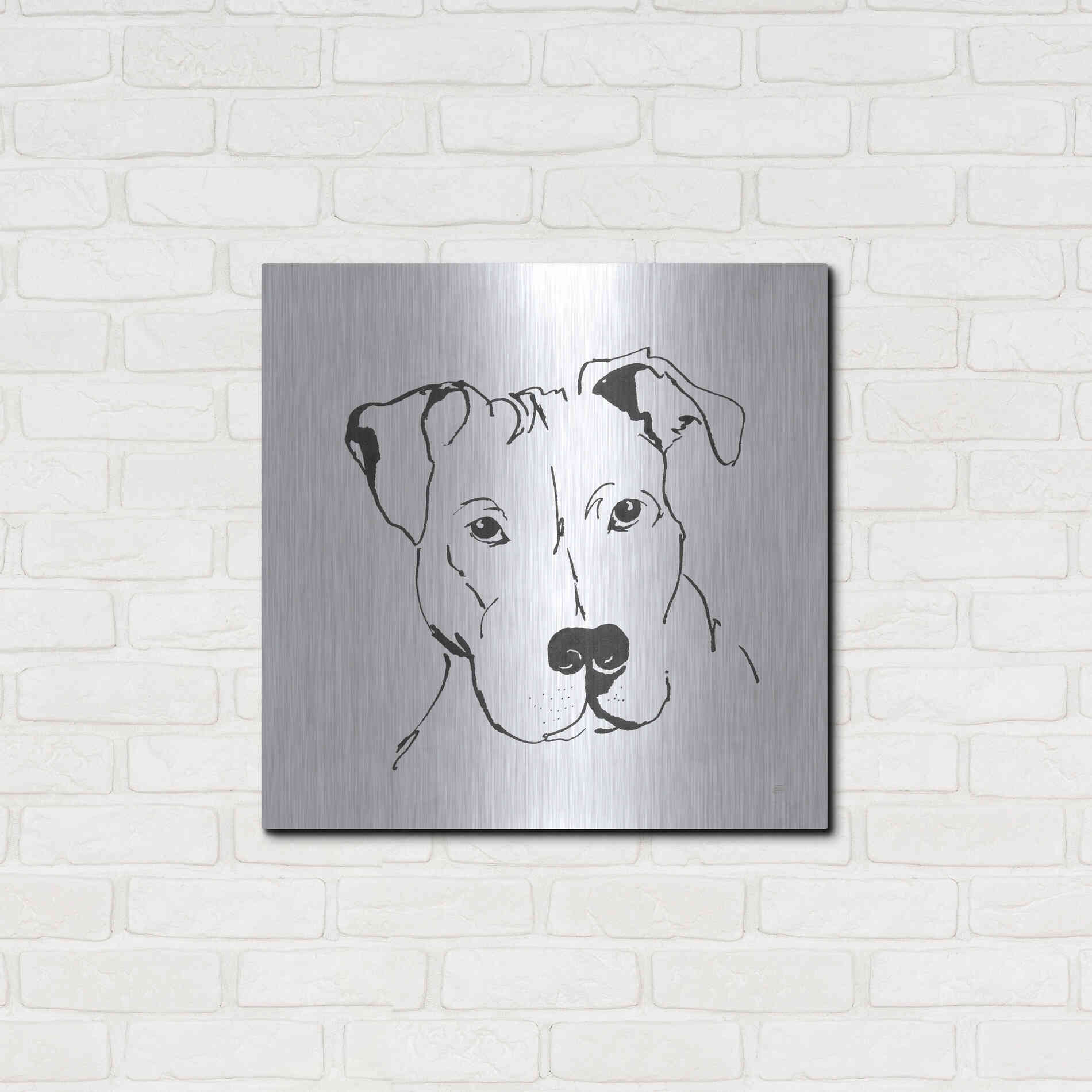 Luxe Metal Art 'Line Dog Pitbull II' by Chris Paschke, Metal Wall Art,24x24