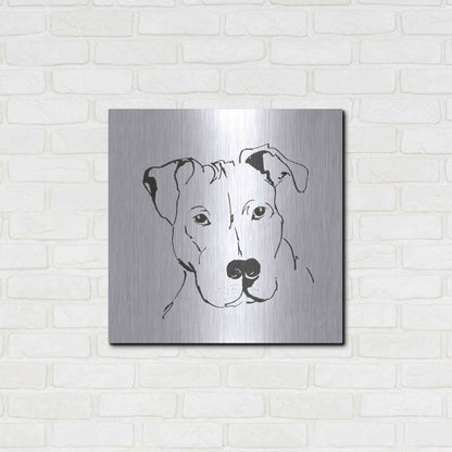 Luxe Metal Art 'Line Dog Pitbull II' by Chris Paschke, Metal Wall Art,24x24