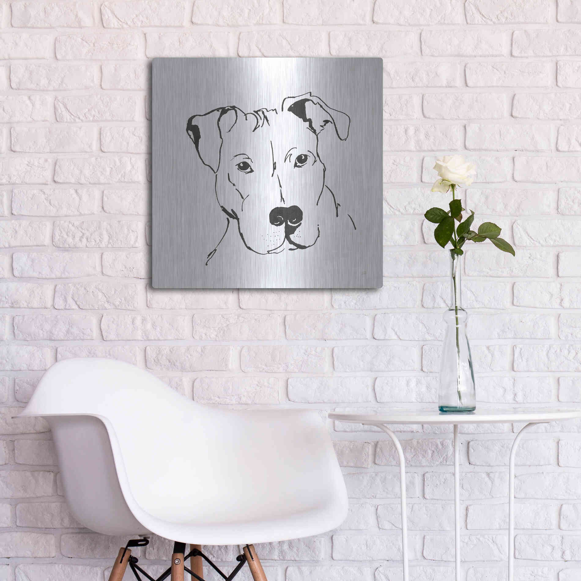 Luxe Metal Art 'Line Dog Pitbull II' by Chris Paschke, Metal Wall Art,24x24