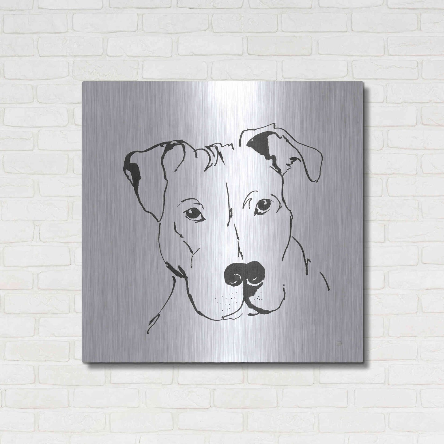 Luxe Metal Art 'Line Dog Pitbull II' by Chris Paschke, Metal Wall Art,36x36