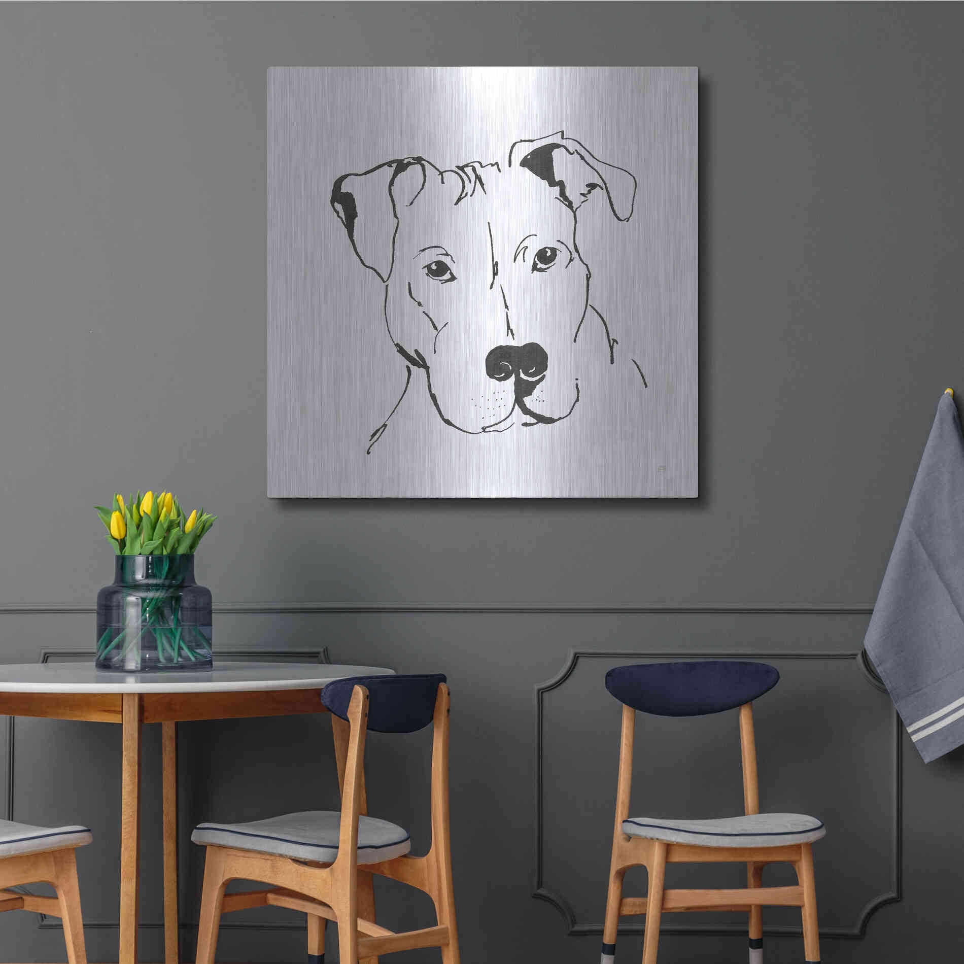 Luxe Metal Art 'Line Dog Pitbull II' by Chris Paschke, Metal Wall Art,36x36