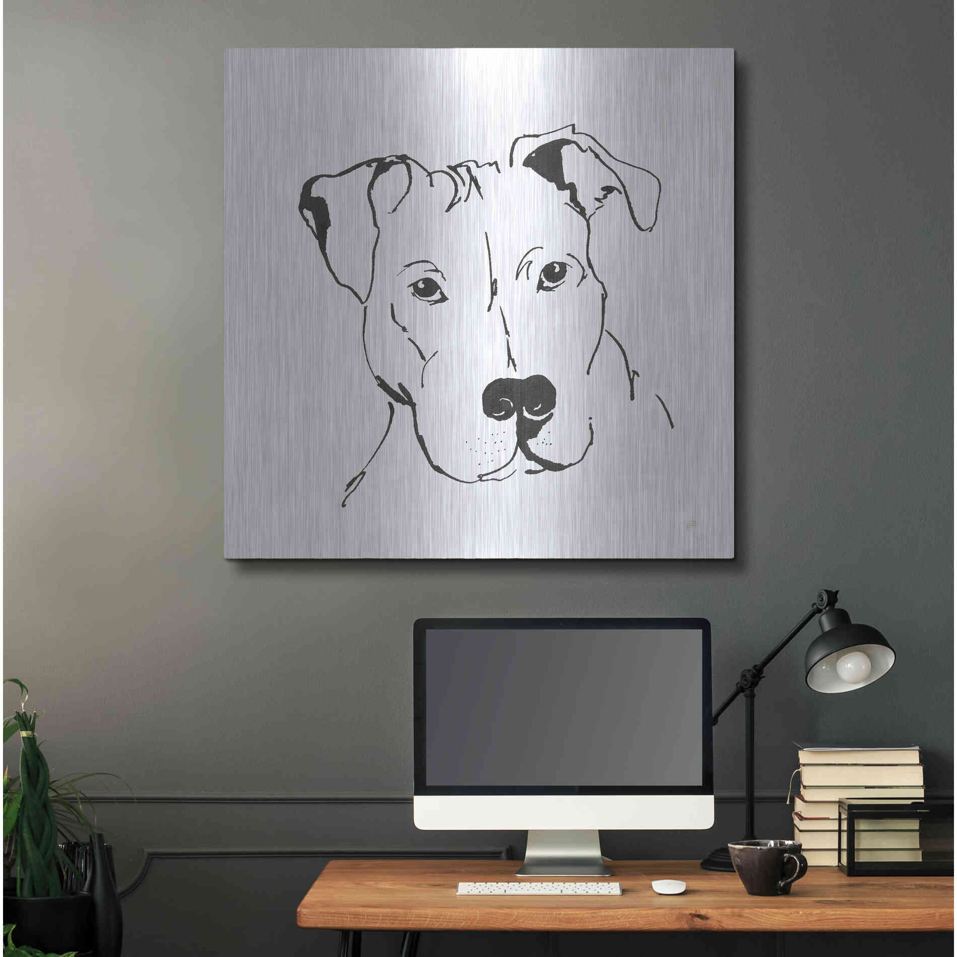 Luxe Metal Art 'Line Dog Pitbull II' by Chris Paschke, Metal Wall Art,36x36