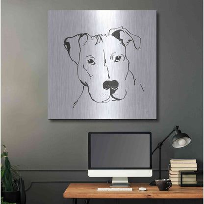 Luxe Metal Art 'Line Dog Pitbull II' by Chris Paschke, Metal Wall Art,36x36