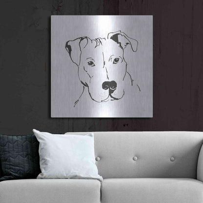 Luxe Metal Art 'Line Dog Pitbull II' by Chris Paschke, Metal Wall Art,36x36
