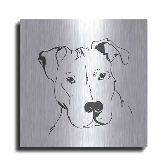 Luxe Metal Art 'Line Dog Pitbull II' by Chris Paschke, Metal Wall Art