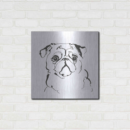 Luxe Metal Art 'Line Dog Pug I' by Chris Paschke, Metal Wall Art,24x24