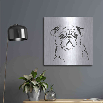 Luxe Metal Art 'Line Dog Pug I' by Chris Paschke, Metal Wall Art,24x24