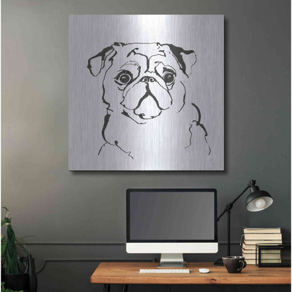 Luxe Metal Art 'Line Dog Pug I' by Chris Paschke, Metal Wall Art,36x36