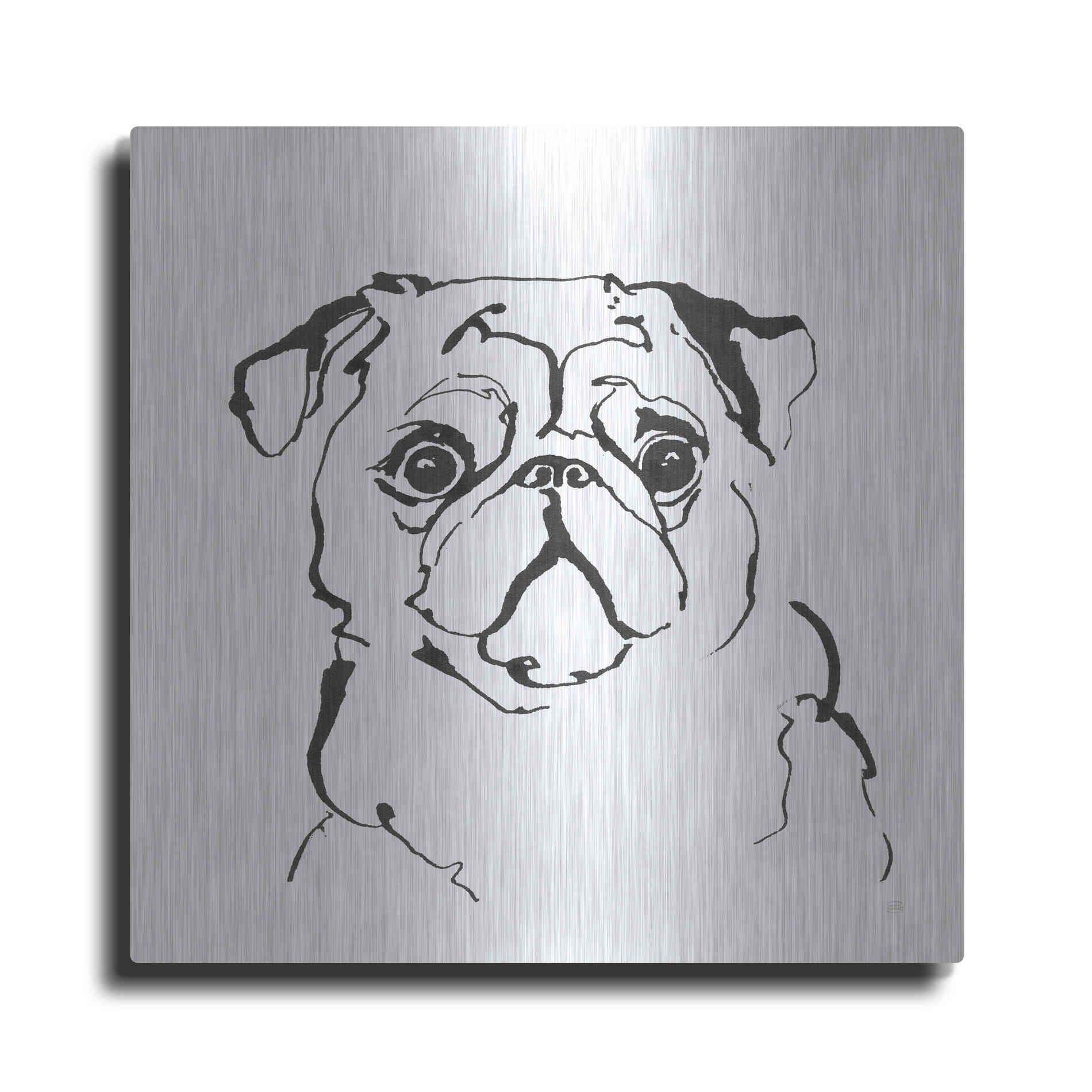 Luxe Metal Art 'Line Dog Pug I' by Chris Paschke, Metal Wall Art