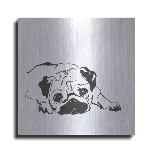 Luxe Metal Art 'Line Dog Pug II' by Chris Paschke, Metal Wall Art