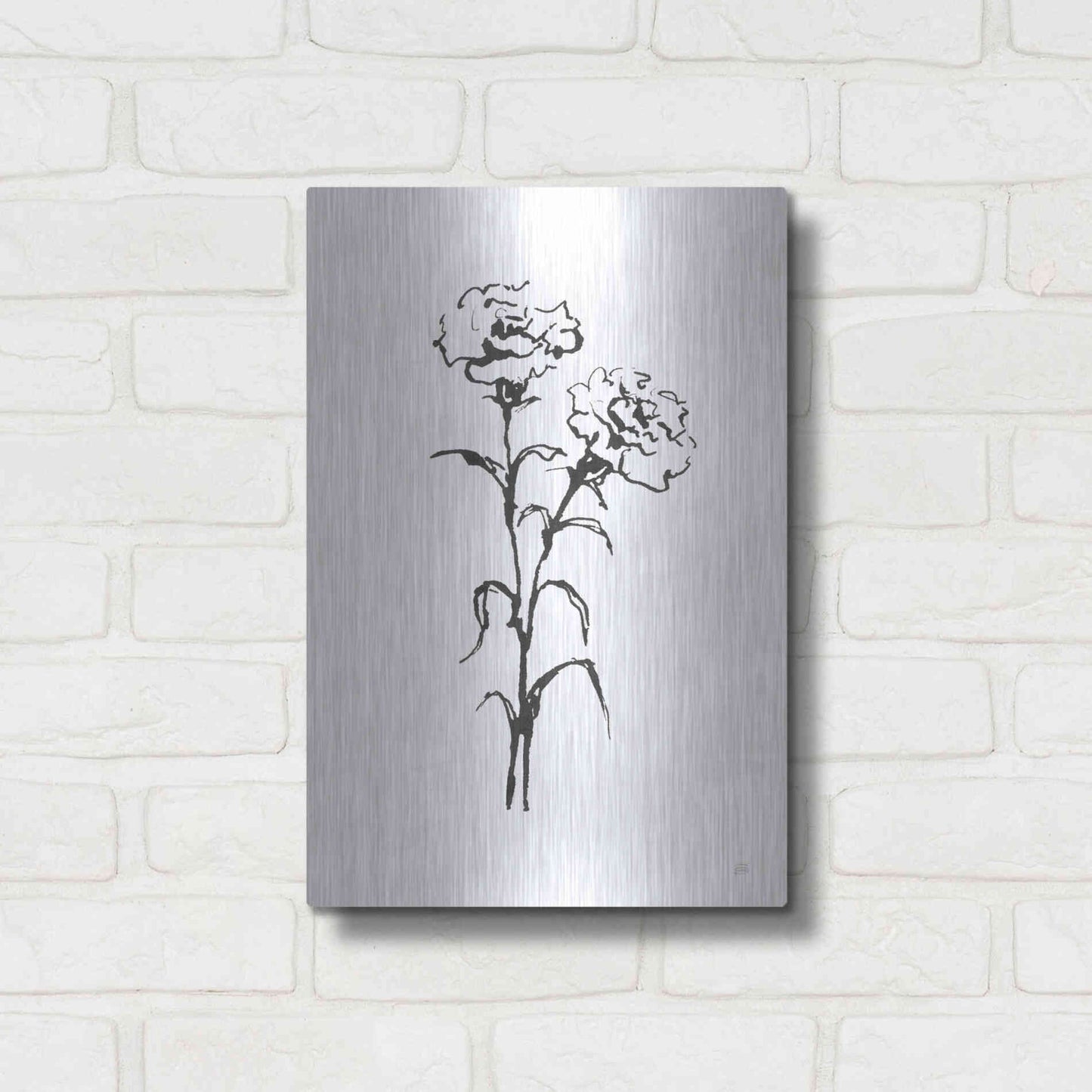 Luxe Metal Art 'Line Carnation II' by Chris Paschke, Metal Wall Art,12x16