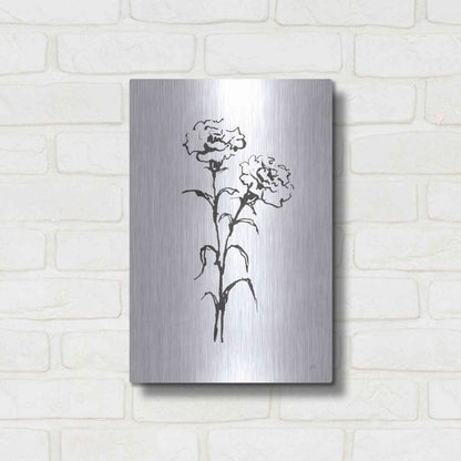 Luxe Metal Art 'Line Carnation II' by Chris Paschke, Metal Wall Art,12x16
