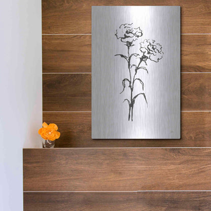 Luxe Metal Art 'Line Carnation II' by Chris Paschke, Metal Wall Art,12x16