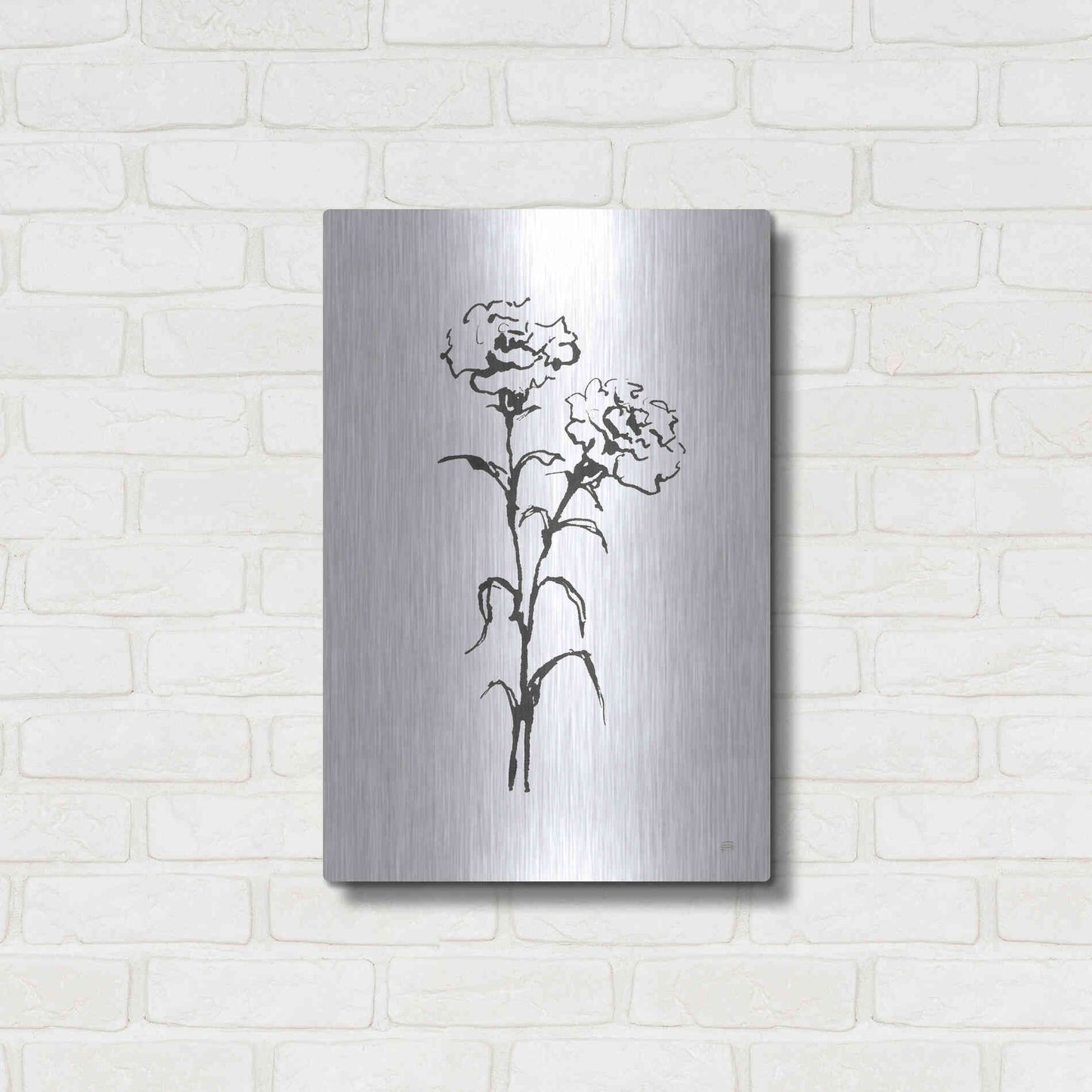 Luxe Metal Art 'Line Carnation II' by Chris Paschke, Metal Wall Art,16x24