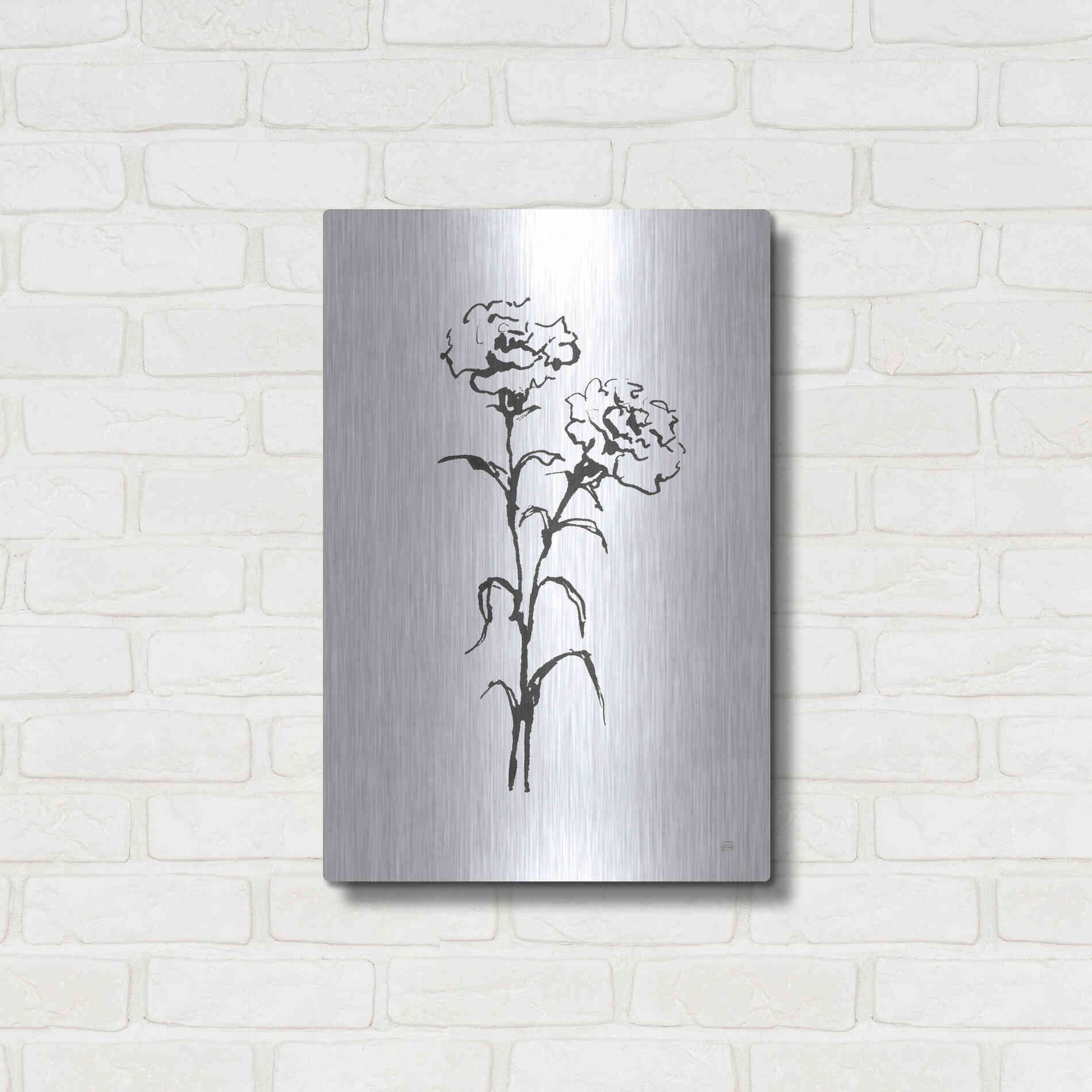 Luxe Metal Art 'Line Carnation II' by Chris Paschke, Metal Wall Art,16x24