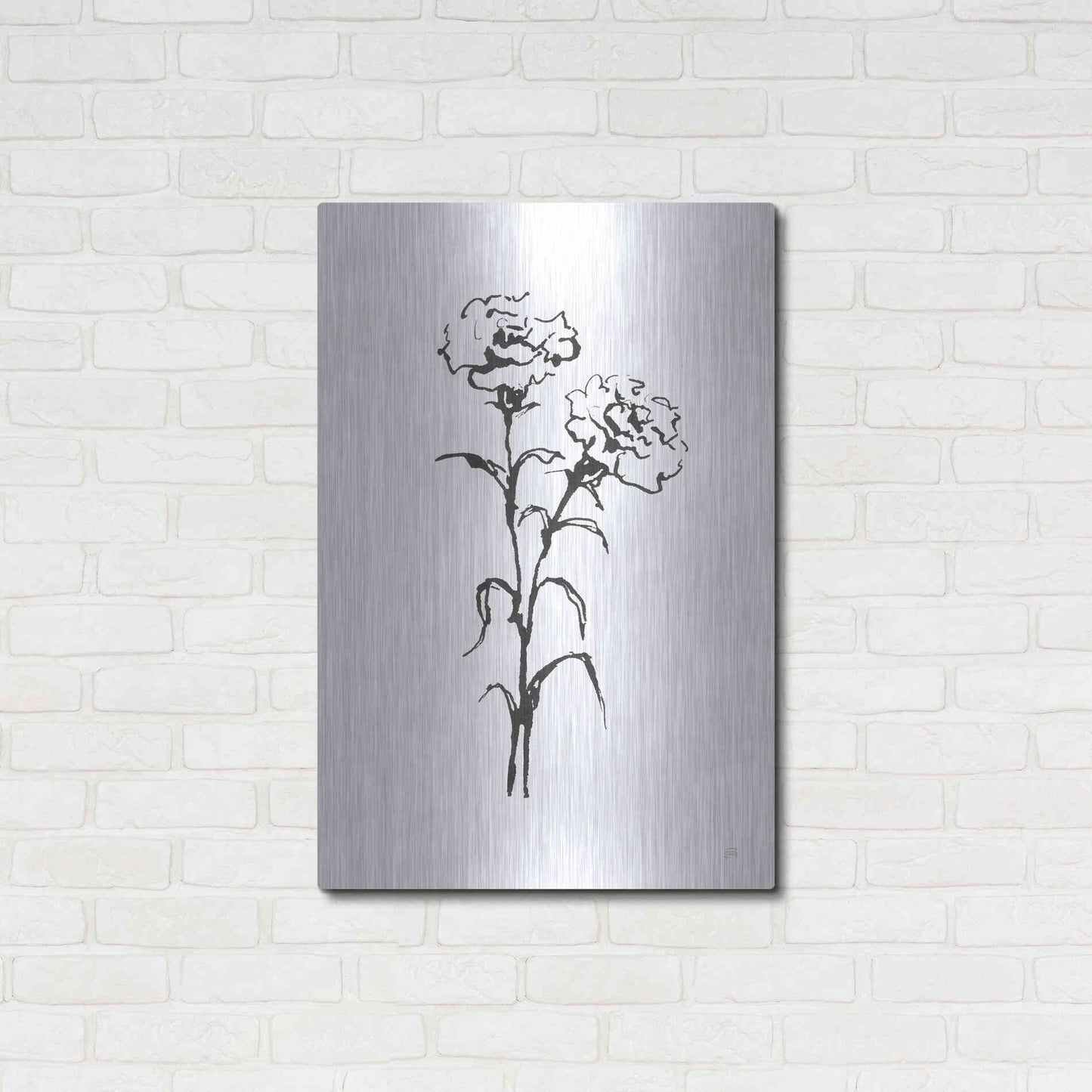 Luxe Metal Art 'Line Carnation II' by Chris Paschke, Metal Wall Art,24x36