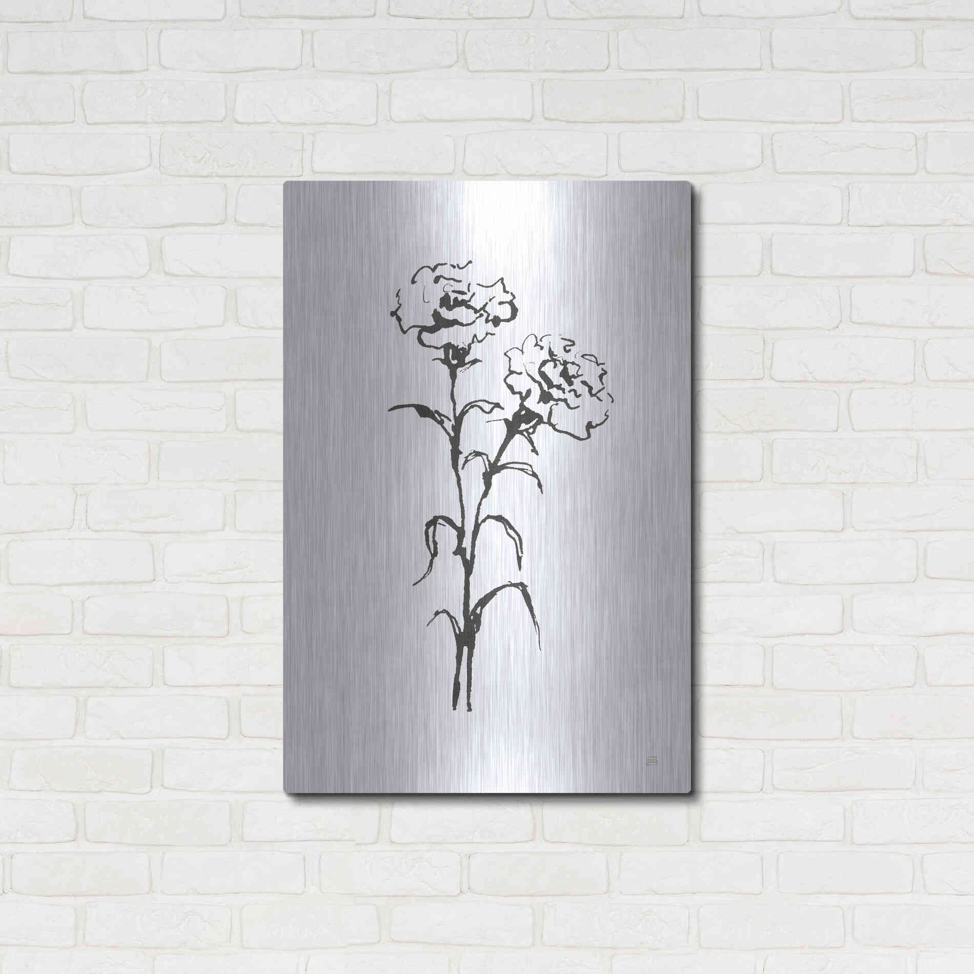 Luxe Metal Art 'Line Carnation II' by Chris Paschke, Metal Wall Art,24x36