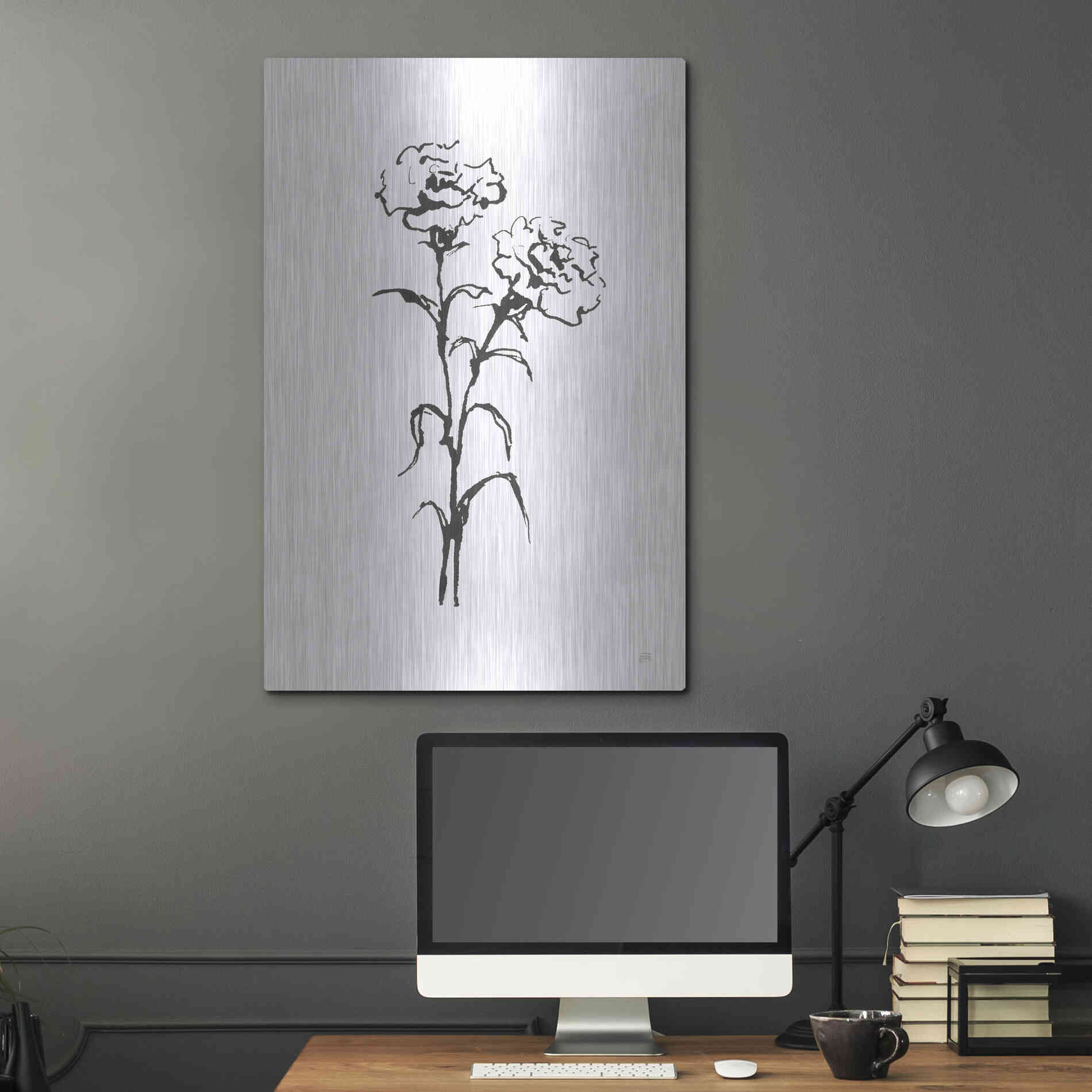 Luxe Metal Art 'Line Carnation II' by Chris Paschke, Metal Wall Art,24x36