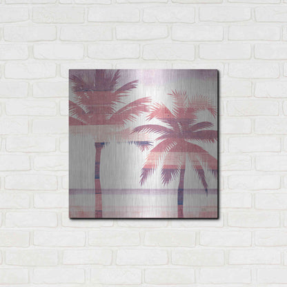 Luxe Metal Art 'Beachscape Palms III Pink Purple' by Michael Mullan, Metal Wall Art,24x24