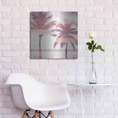 Luxe Metal Art 'Beachscape Palms III Pink Purple' by Michael Mullan, Metal Wall Art,24x24