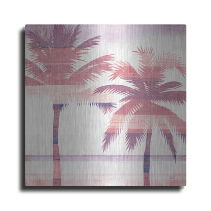 Luxe Metal Art 'Beachscape Palms III Pink Purple' by Michael Mullan, Metal Wall Art