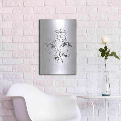 Luxe Metal Art 'Line Clematis' by Chris Paschke, Metal Wall Art,16x24