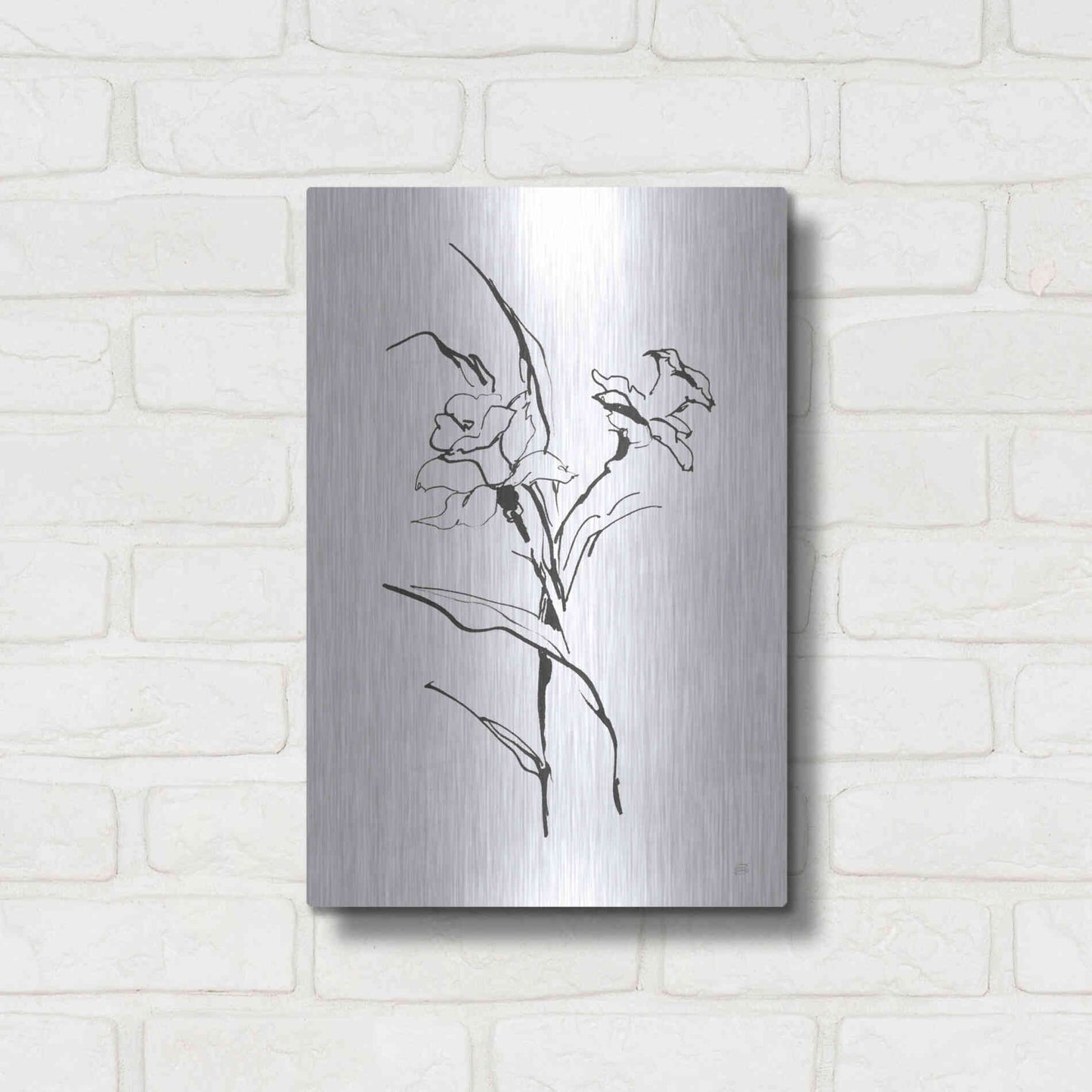 Luxe Metal Art 'Line Daffodil' by Chris Paschke, Metal Wall Art,12x16