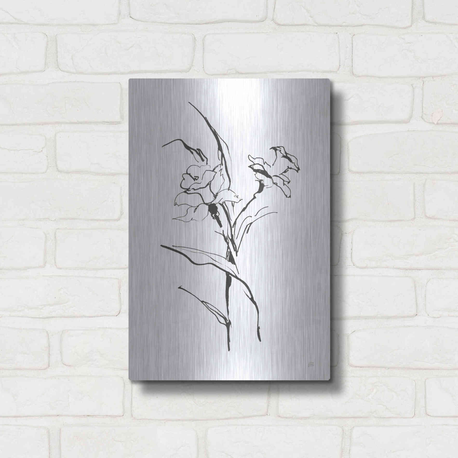 Luxe Metal Art 'Line Daffodil' by Chris Paschke, Metal Wall Art,12x16