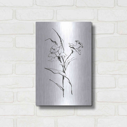 Luxe Metal Art 'Line Daffodil' by Chris Paschke, Metal Wall Art,12x16