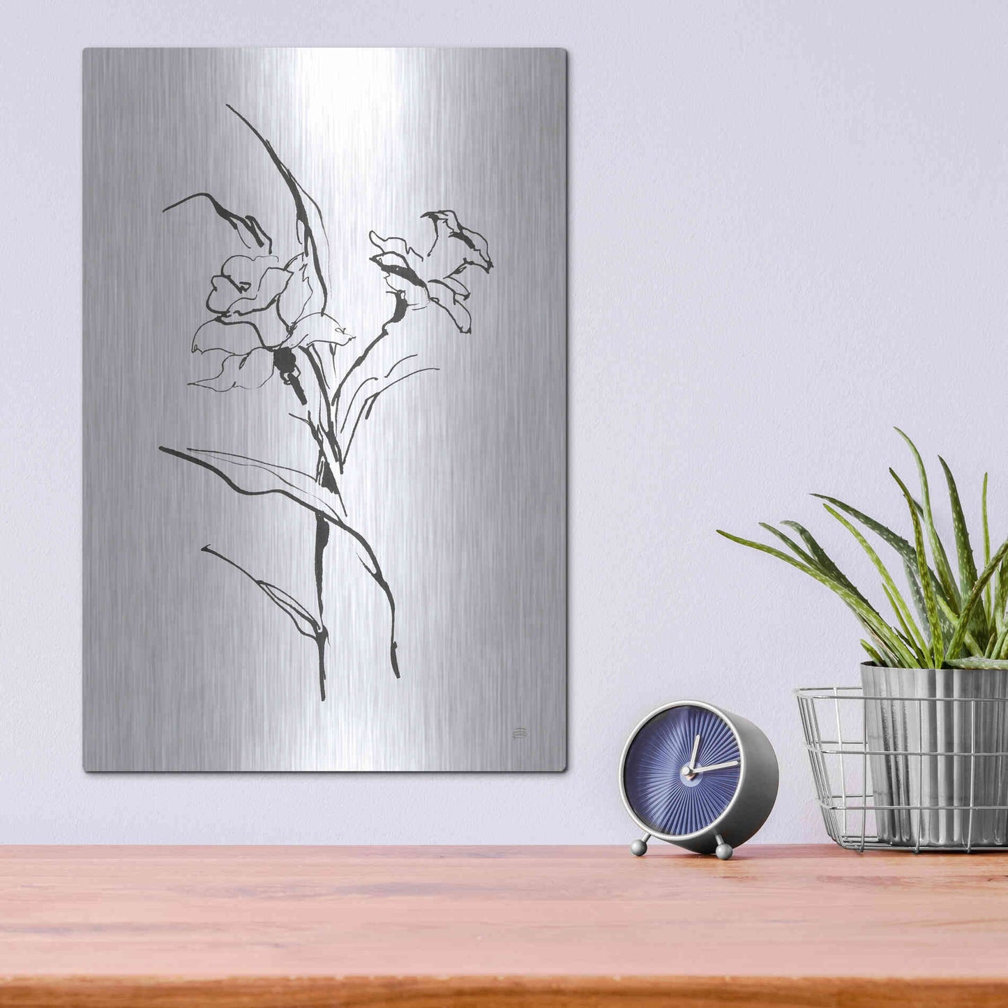 Luxe Metal Art 'Line Daffodil' by Chris Paschke, Metal Wall Art,12x16