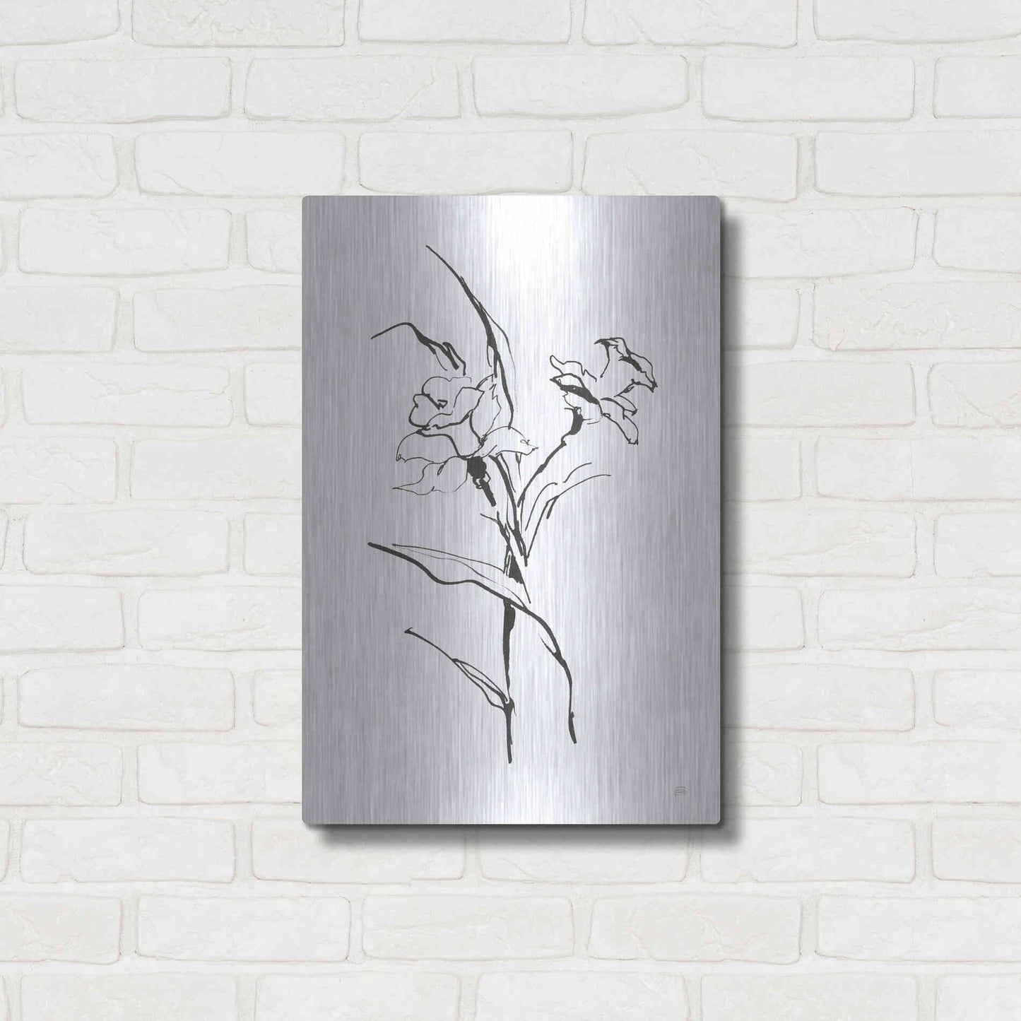 Luxe Metal Art 'Line Daffodil' by Chris Paschke, Metal Wall Art,16x24